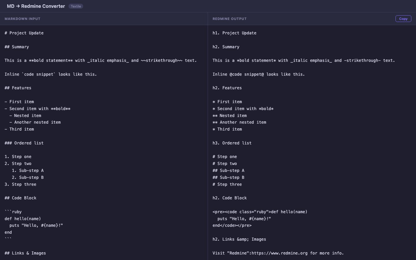Обложка проекта MD → Redmine